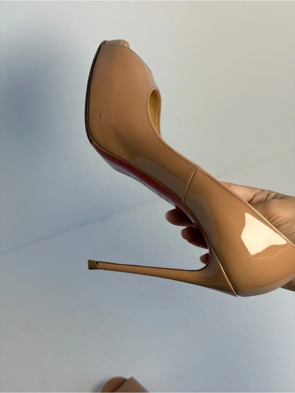 Christian Louboutin New Very Prive Patent Leather Peep Toe Pumps Stiletto Heels